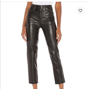 Vegan leather straight leg pant